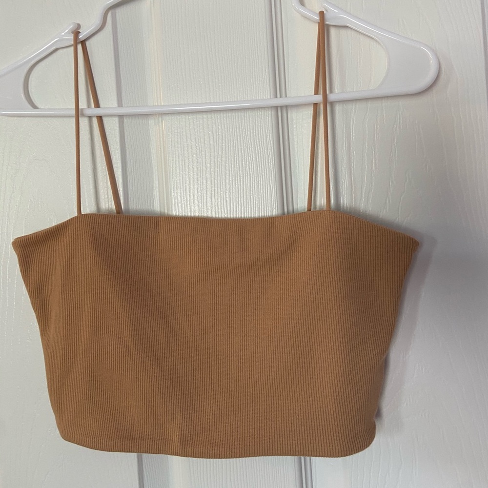 SHEIN tan crop-top spaghetti strap